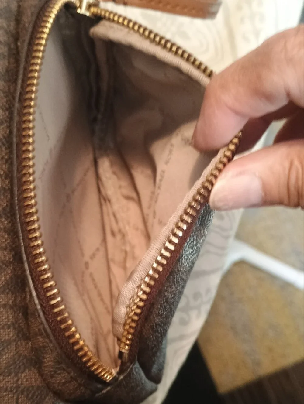 Michael Kors Brown & Tan Logo Backpack with Gold Accents